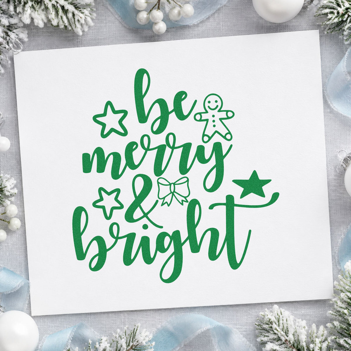 Be Merry And Bright Gingerbread With Stars Self-Inking Stamp in use 3