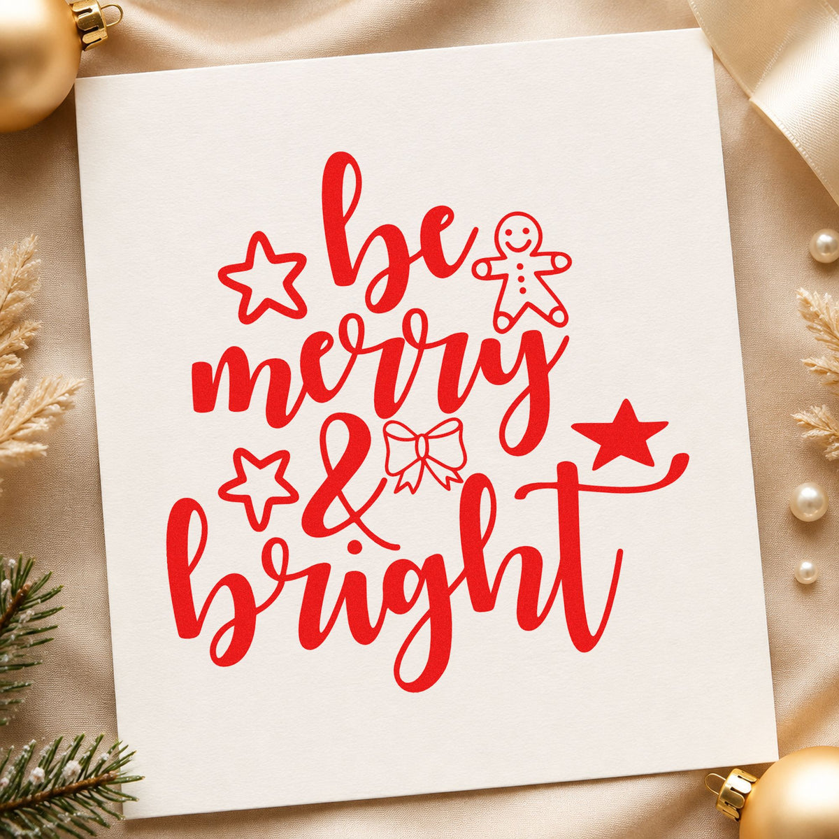 Be Merry And Bright Gingerbread With Stars Self-Inking Stamp in use 5