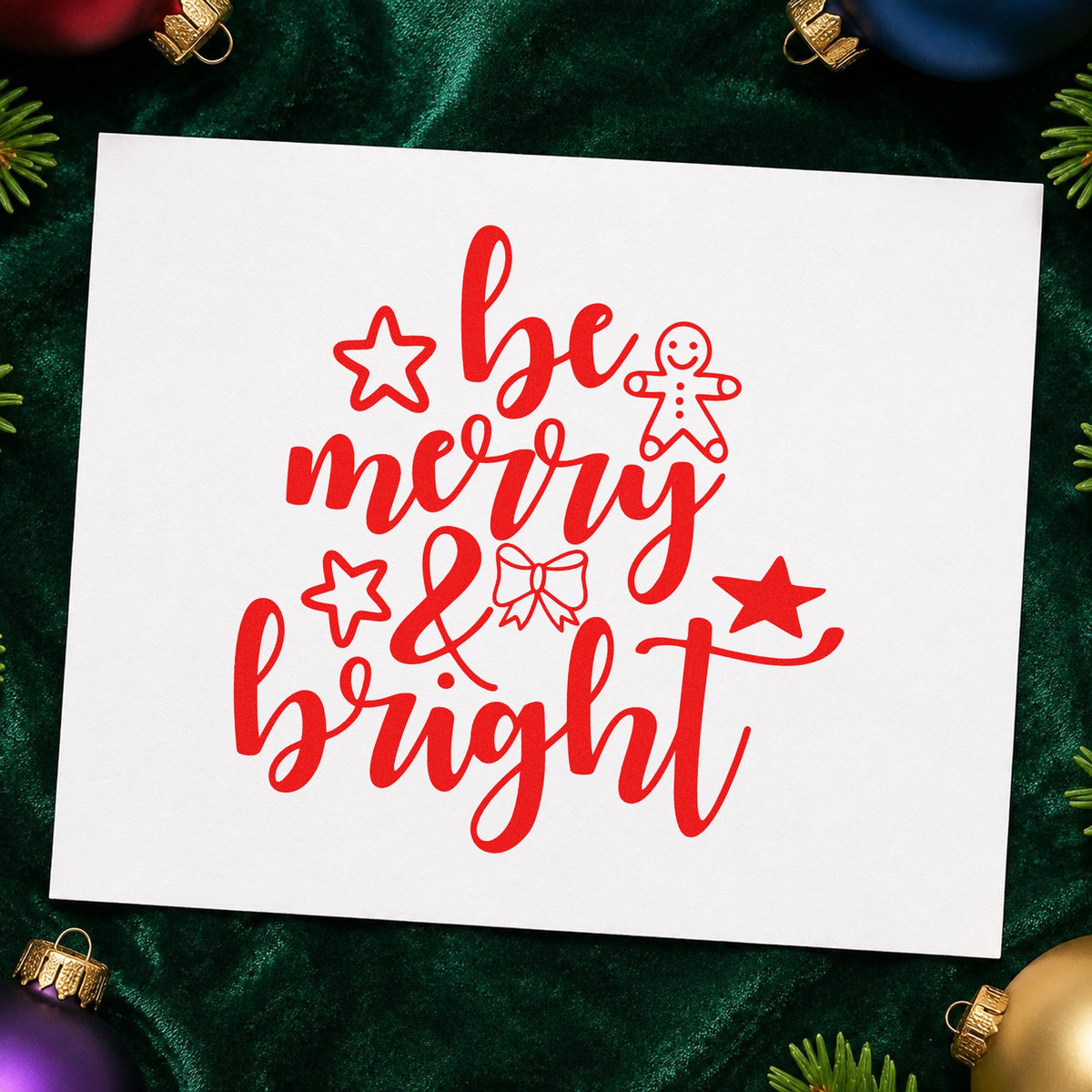 Be Merry And Bright Gingerbread With Stars Self-Inking Stamp in use 7