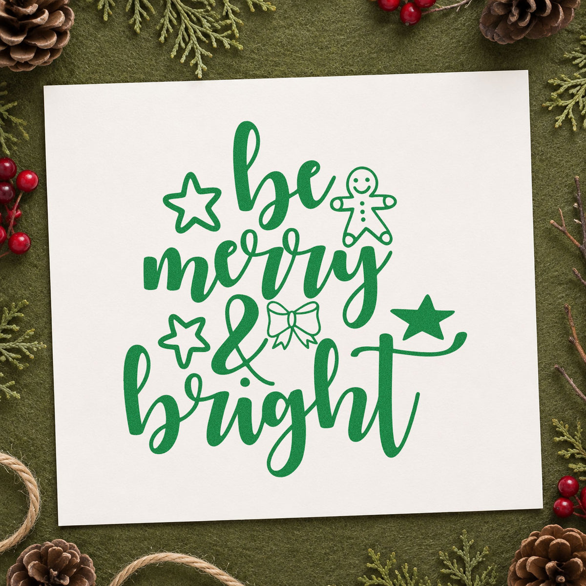 Be Merry And Bright Gingerbread With Stars Self-Inking Stamp in use 8