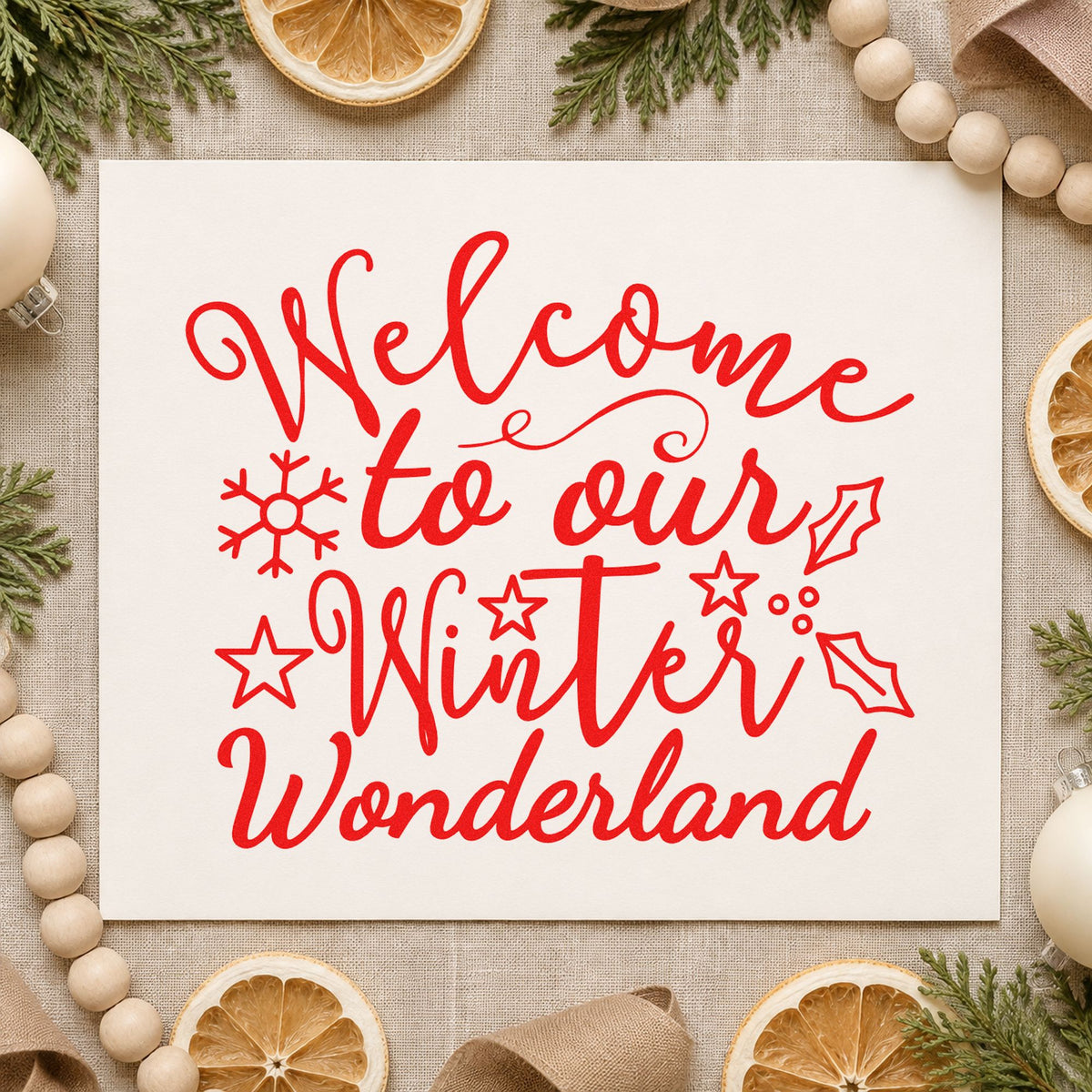Welcome Winter Wonderland Rubber Stamp – Duo Hand in use 5