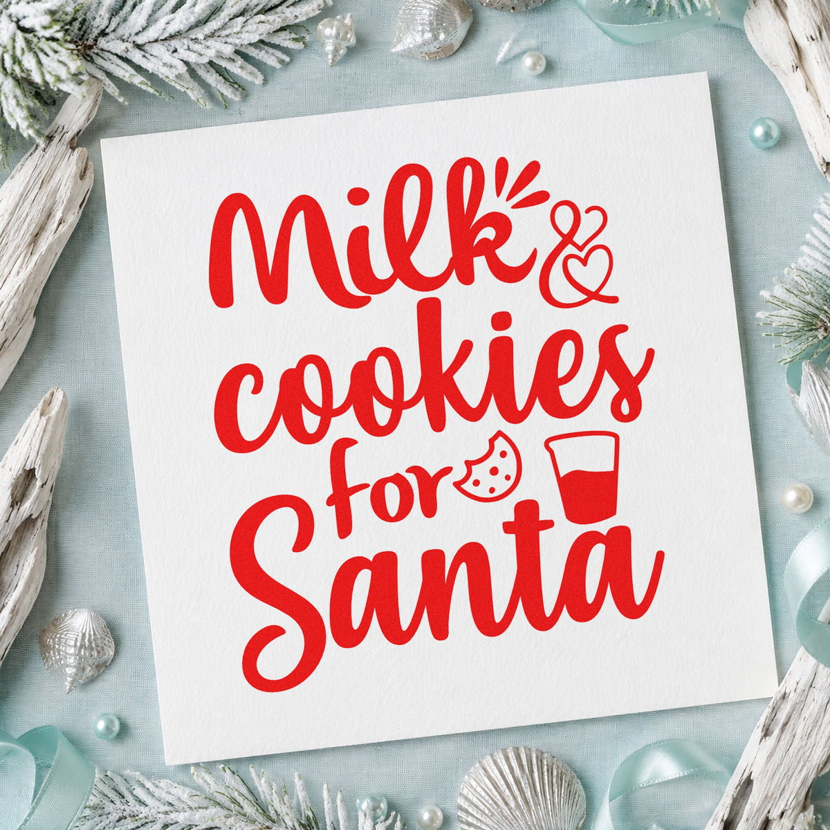 Milk And Cookies For Santa Rubber Stamp – Duo Hand in use 5
