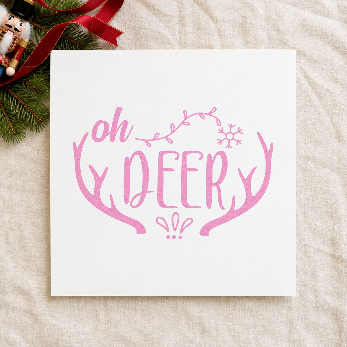 Oh Deer Antler Frame Rubber Stamp – Duo Hand in use 10