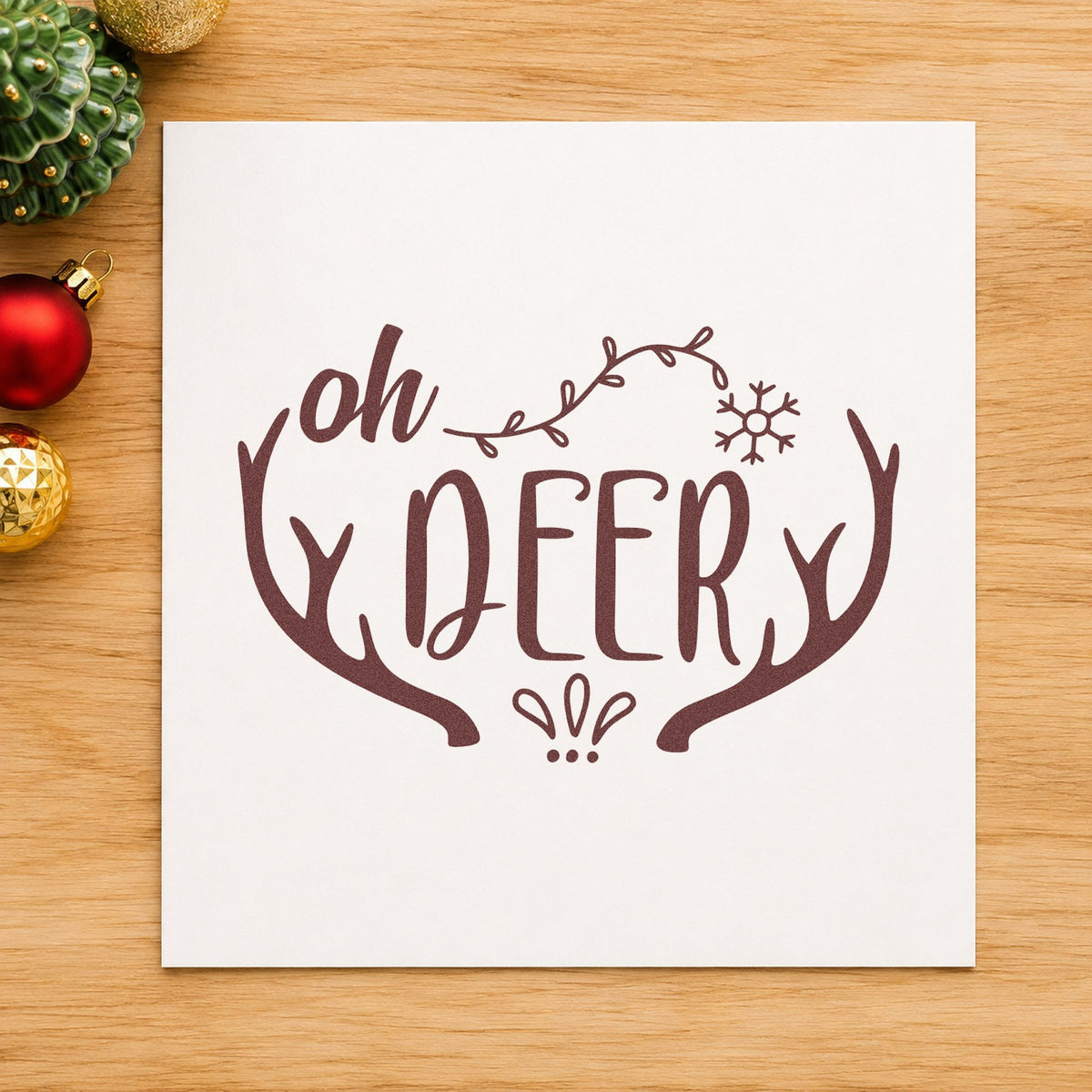 Oh Deer Antler Frame Rubber Stamp – Duo Hand in use 4