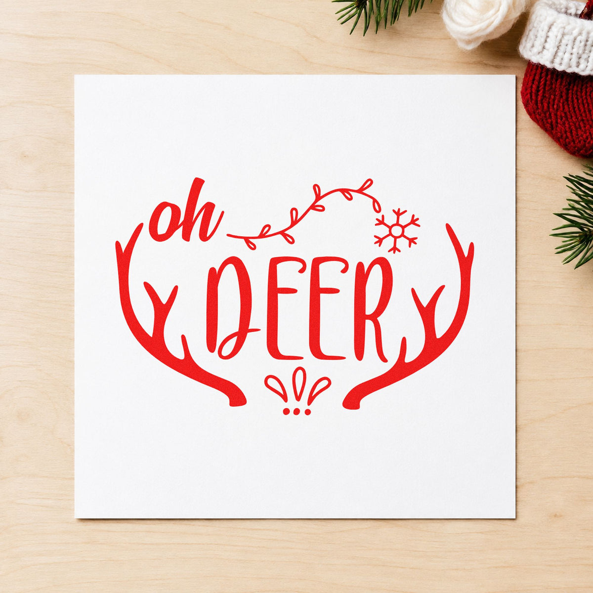 Oh Deer Antler Frame Rubber Stamp – Duo Hand in use 5