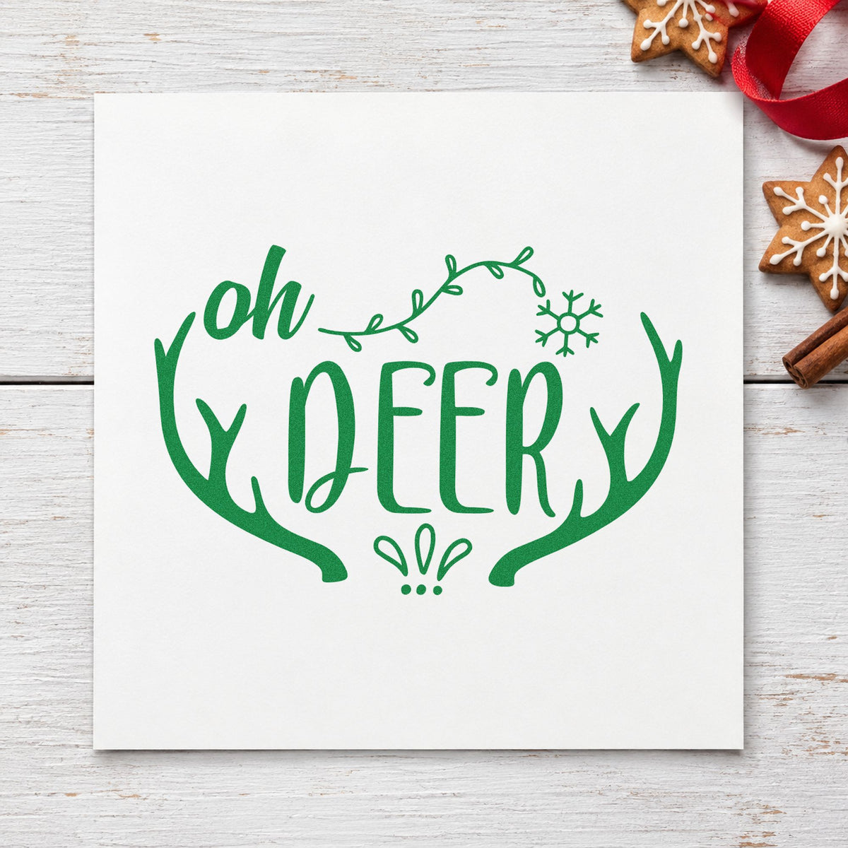 Oh Deer Antler Frame Rubber Stamp – Duo Hand in use 6