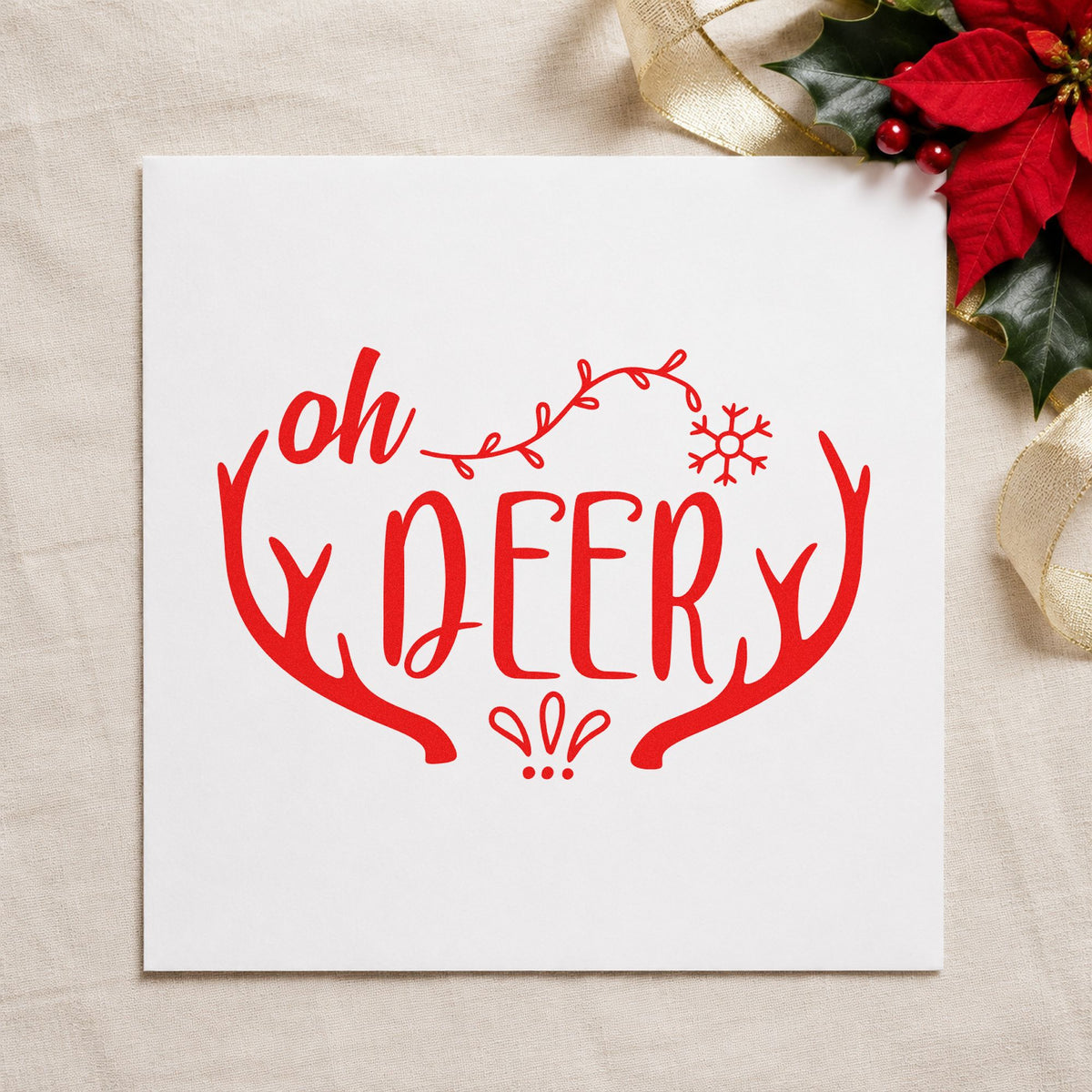 Oh Deer Antler Frame Rubber Stamp – Duo Hand in use 7
