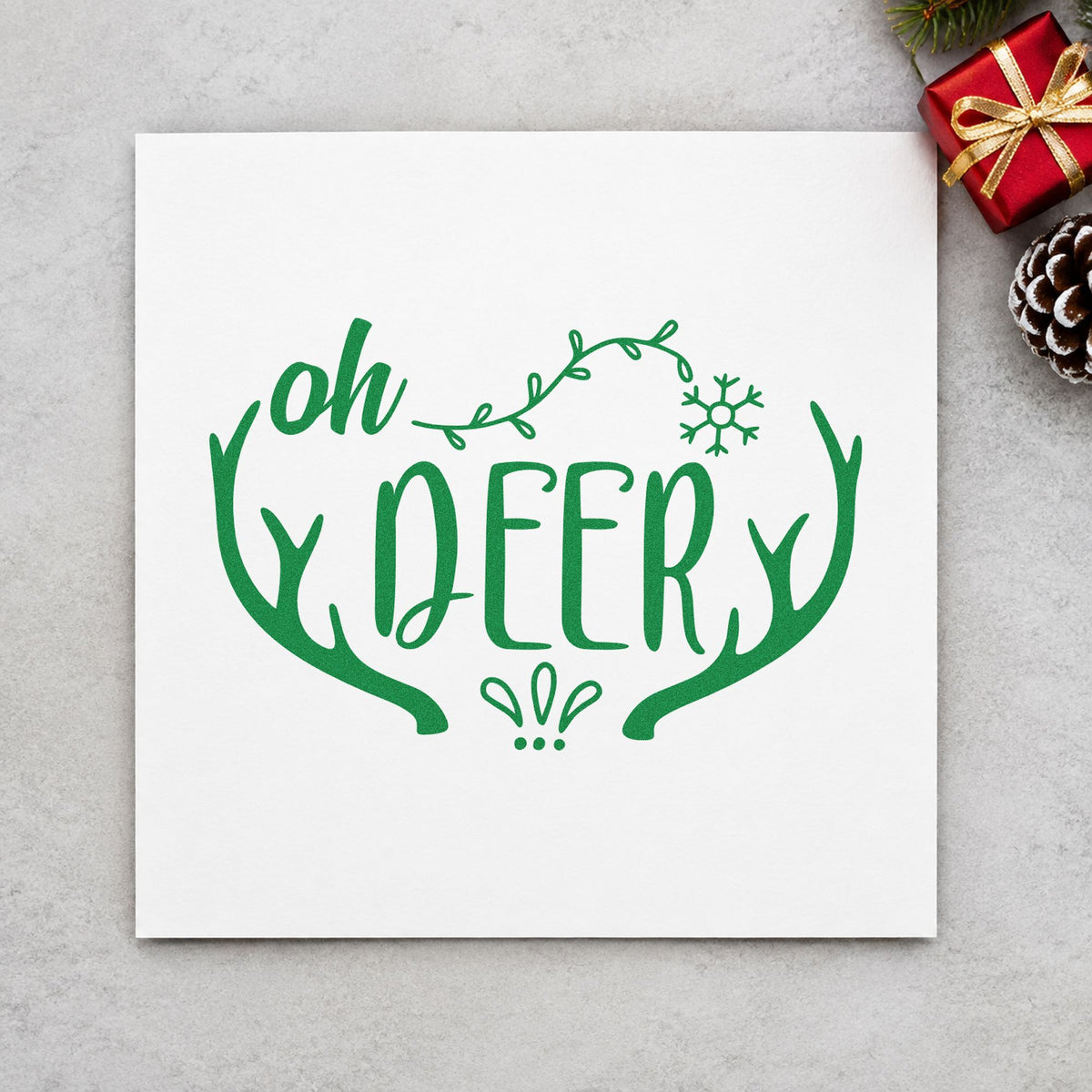 Oh Deer Antler Frame Rubber Stamp – Duo Hand in use 8