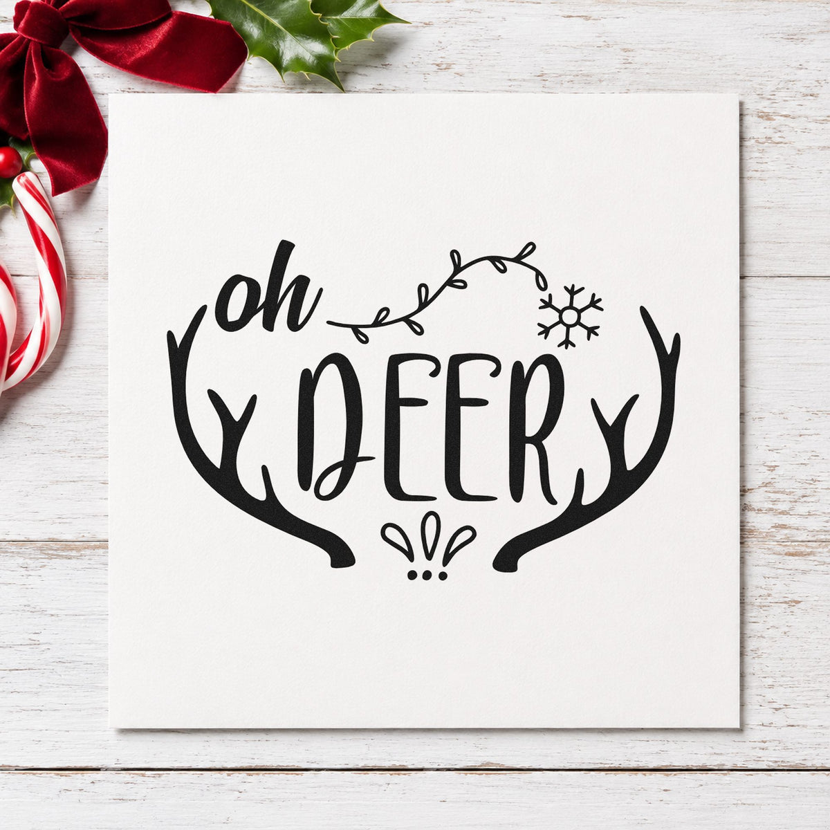 Oh Deer Antler Frame Rubber Stamp – Duo Hand in use 9