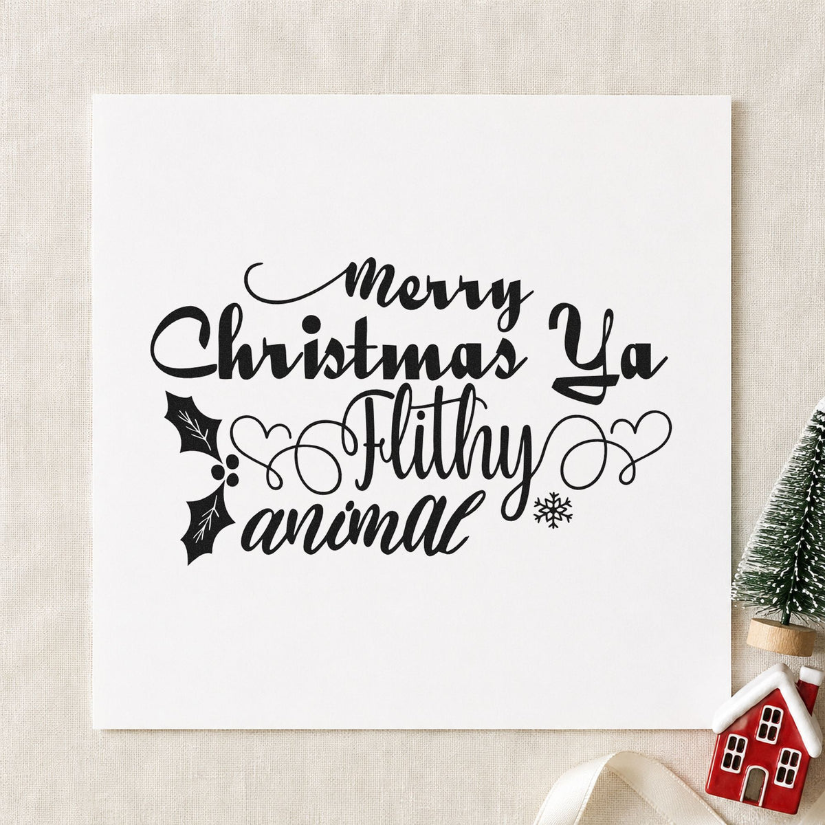 Merry Christmas Ya Filthy Animal Slim Pre-Inked Stamp in use 9