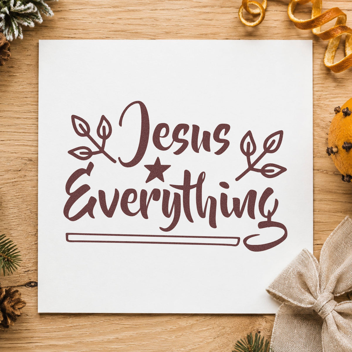 Jesus Everything Star And Leaves PSI Pre-Inked Stamp in use 4