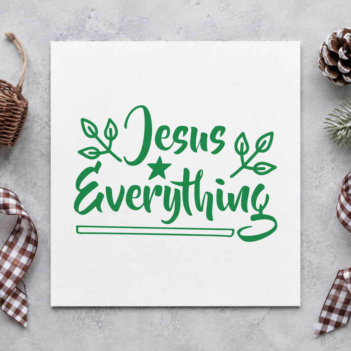 Jesus Everything Star And Leaves PSI Pre-Inked Stamp in use 8