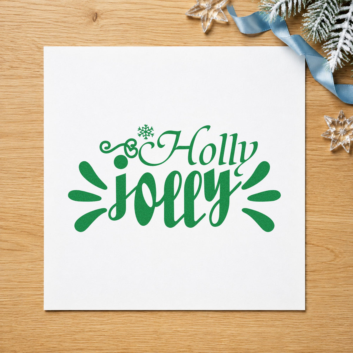 Holly Jolly Accent Rays Snowflakes Hand Stamp – Duo in use 3