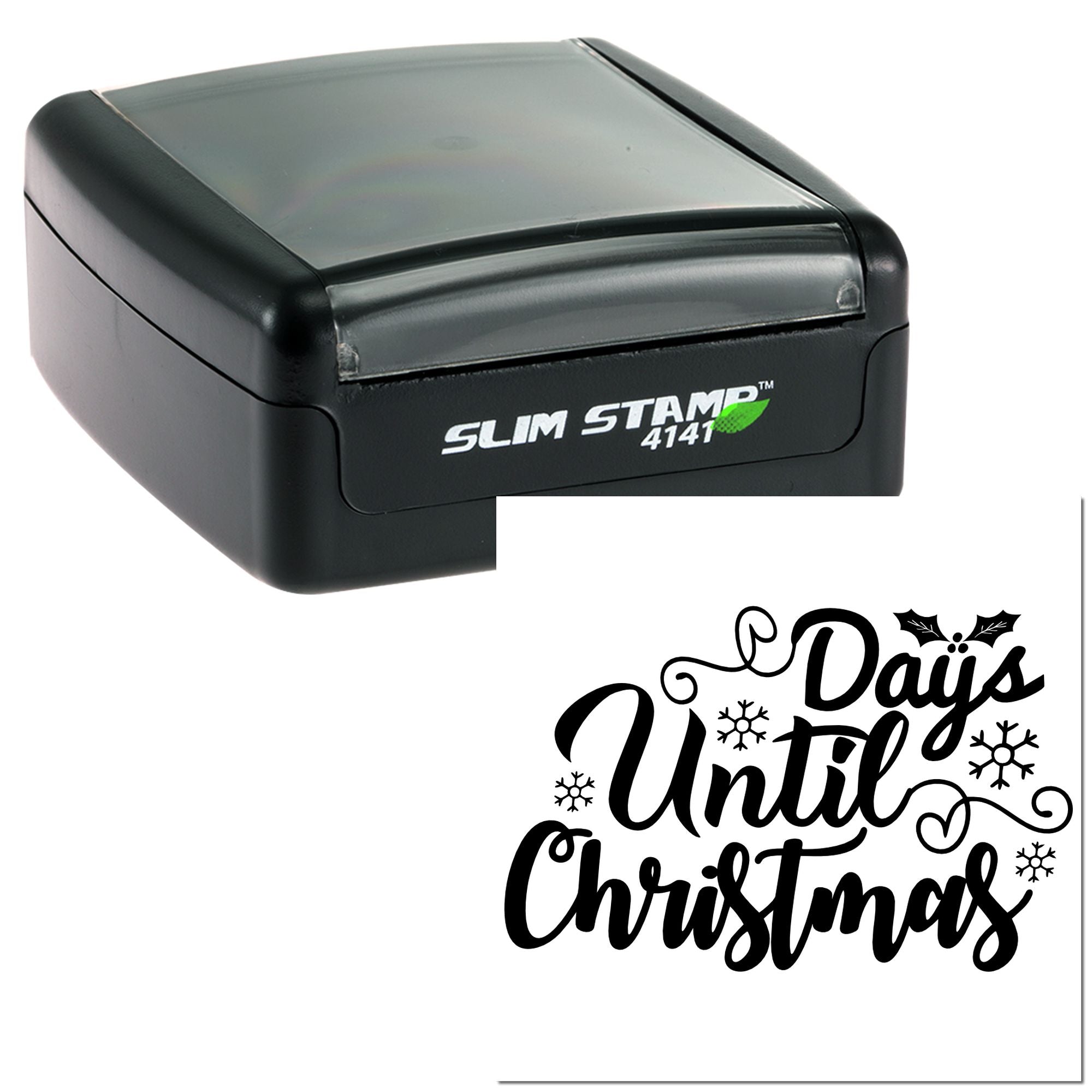 Self-inking rubber stamp with Days Until Christmas holiday countdown design, ideal for Christmas card and craft projects