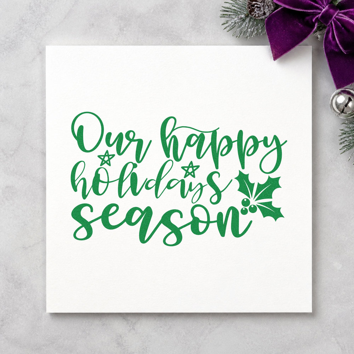 Our Happy Holidays Season Wood Handle Stamp in use 3