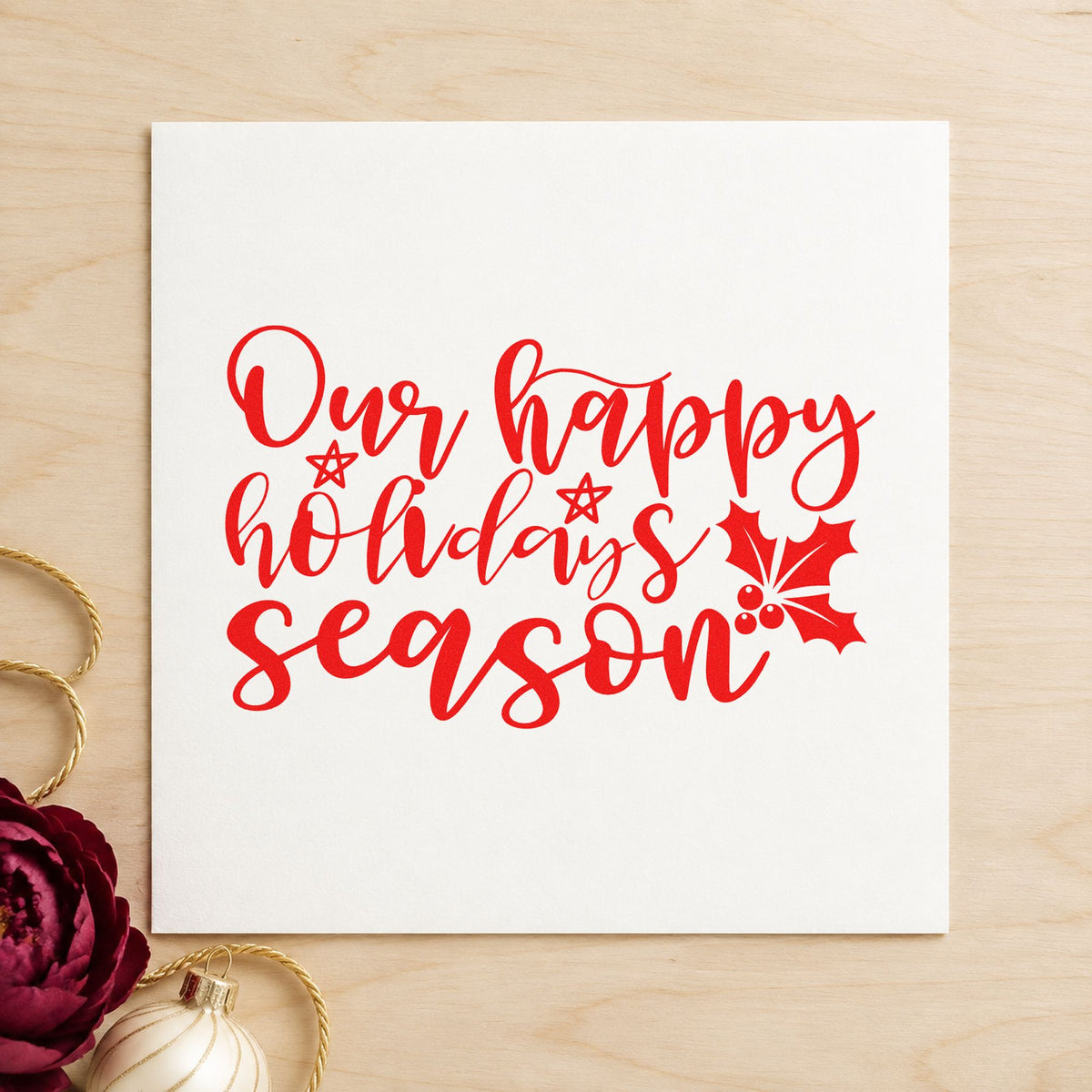 Our Happy Holidays Season Wood Handle Stamp in use 5