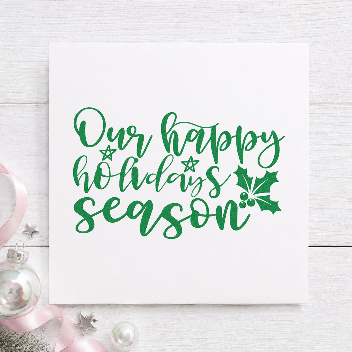 Our Happy Holidays Season Wood Handle Stamp in use 6