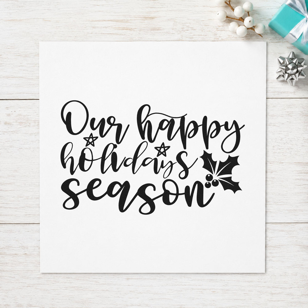 Our Happy Holidays Season Wood Handle Stamp in use 9