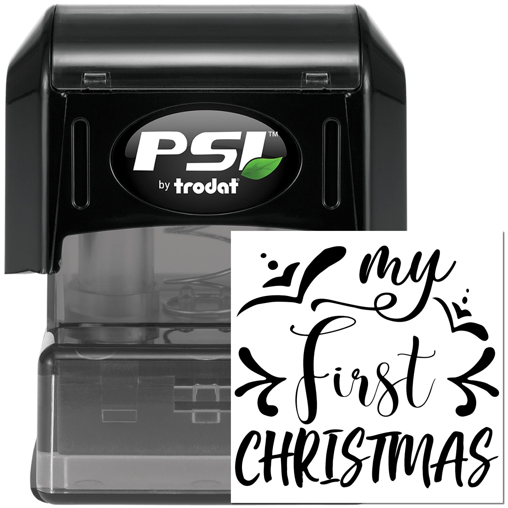 PSI by trodat self-inking rubber stamp with My First Christmas holiday design