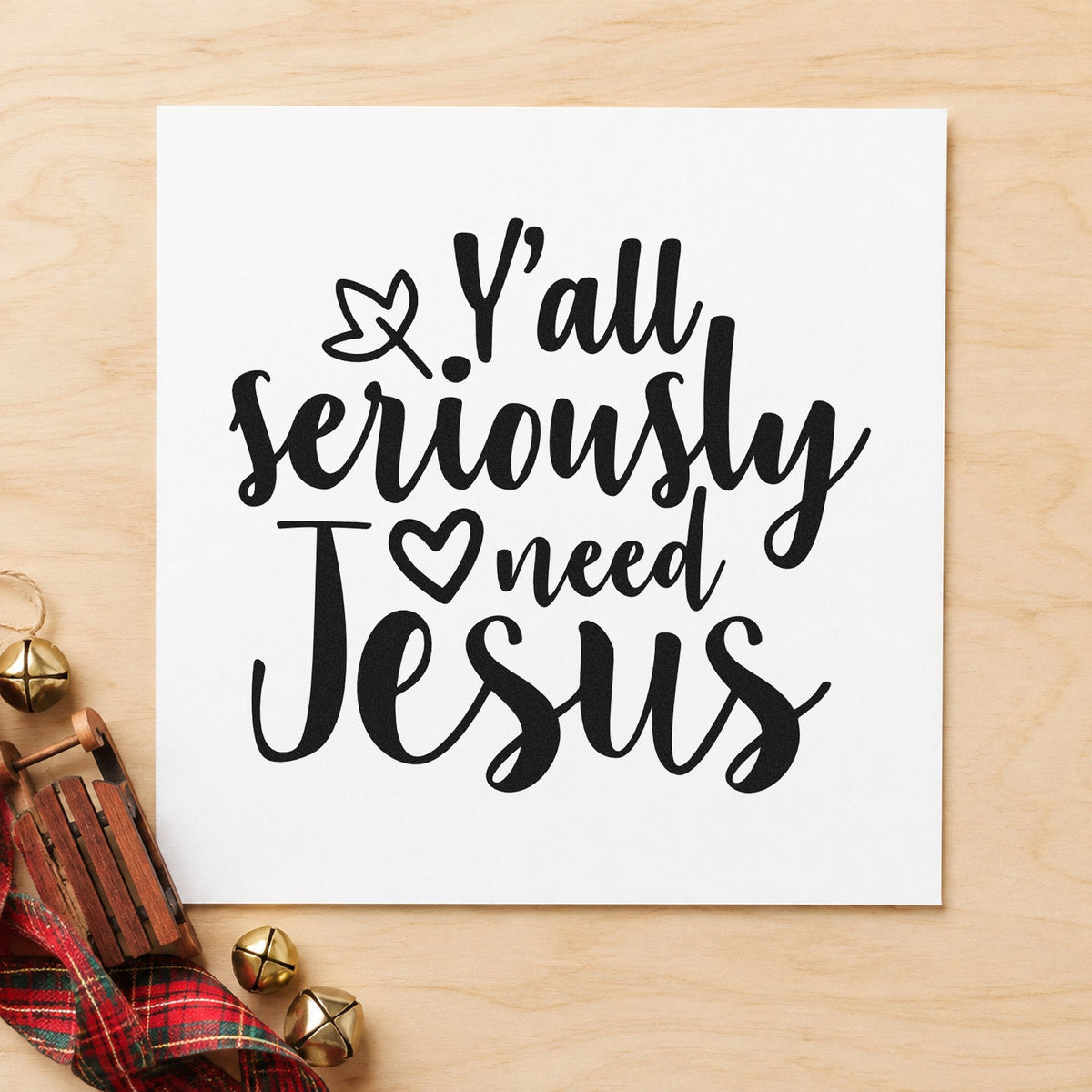 Yall Seriously Need Jesus With Hearts Rubber Stamp – Duo Hand in use 9
