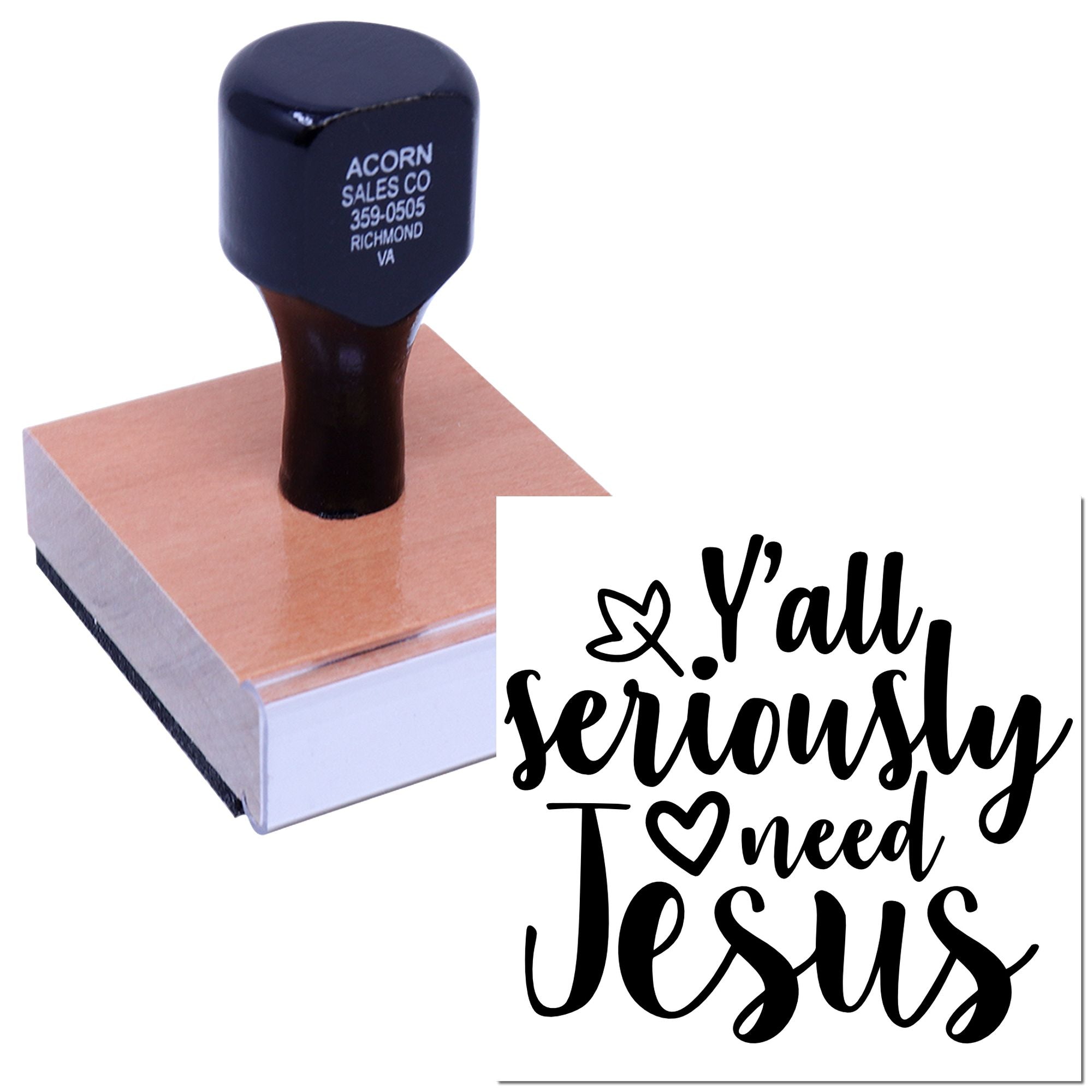 Custom rubber stamp with Yall seriously need Jesus design for faith-based, humorous church crafts and gifts.