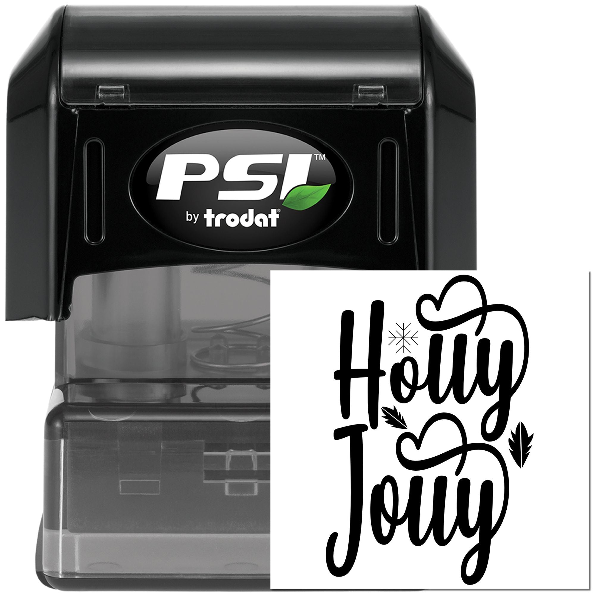 PSI by trodat self-inking rubber stamp with Holy Jolly holiday design for Christmas cards and festive crafts.