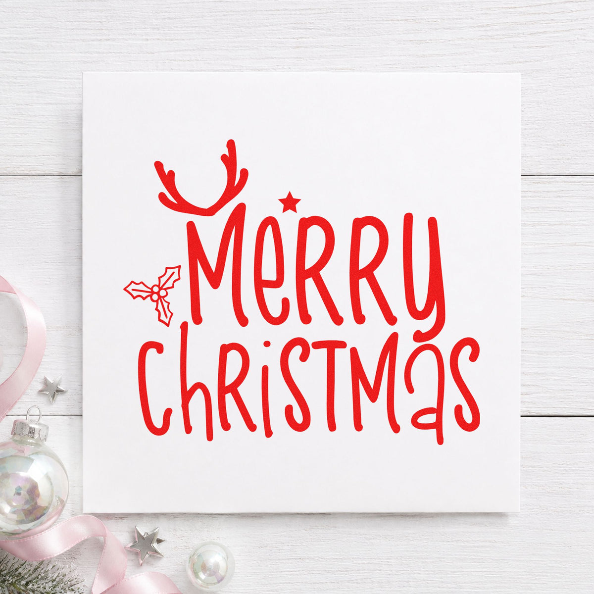 Merry Christmas Antlers Holly Stamp – Duo Hand in use 5