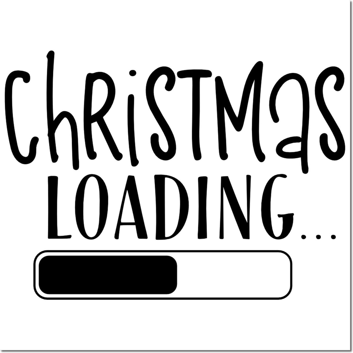Christmas Loading rubber stamp design with progress bar, perfect for holiday mailers and festive packaging.