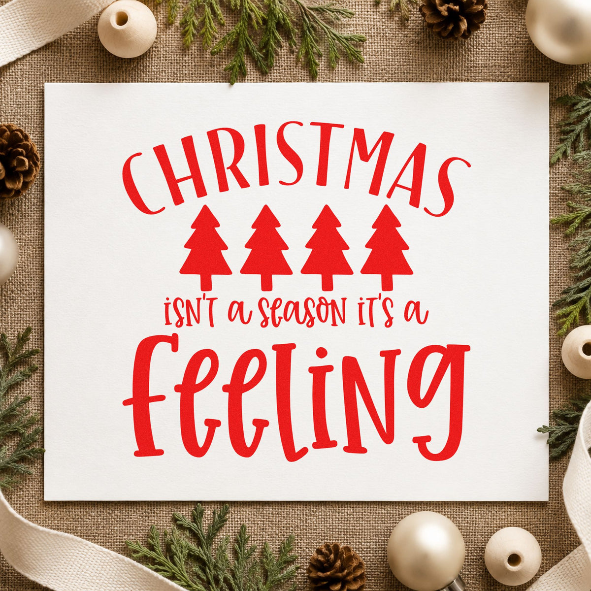 Christmas Isn't A Season It's A Feeling Rubber Stamp – Duo Hand in use 5