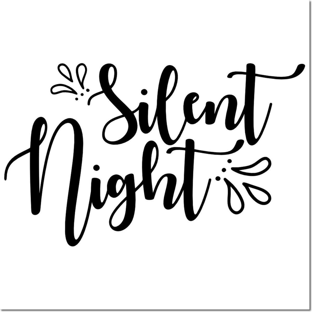 Silent Night decorative hand-lettered rubber stamp design for Christmas cards and holiday crafts