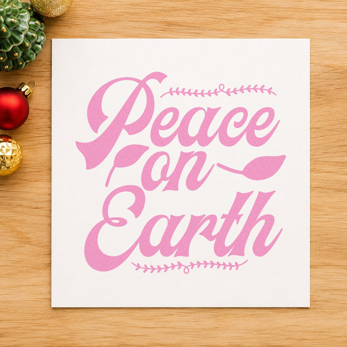 Peace On Earth Leaf Borders craft stamp in purple ink on cardstock, an easy option for column album frames.