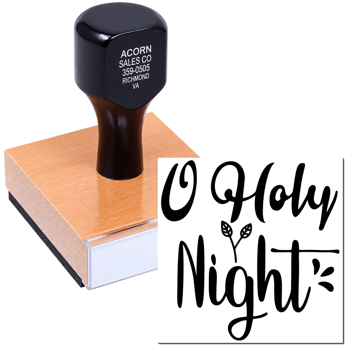Custom O Holy Night rubber stamp with holiday script design for Christmas cards, crafts, and seasonal stationery.