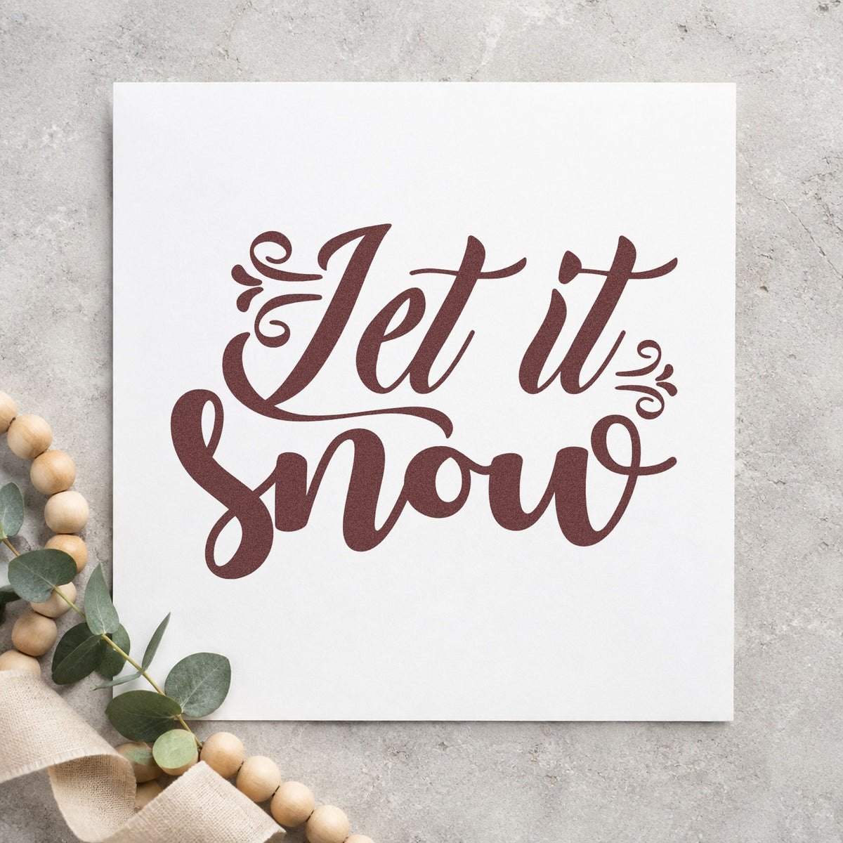 Let It Snow Decorative Script Compact Pre-Inked Stamp – Slim in use 4