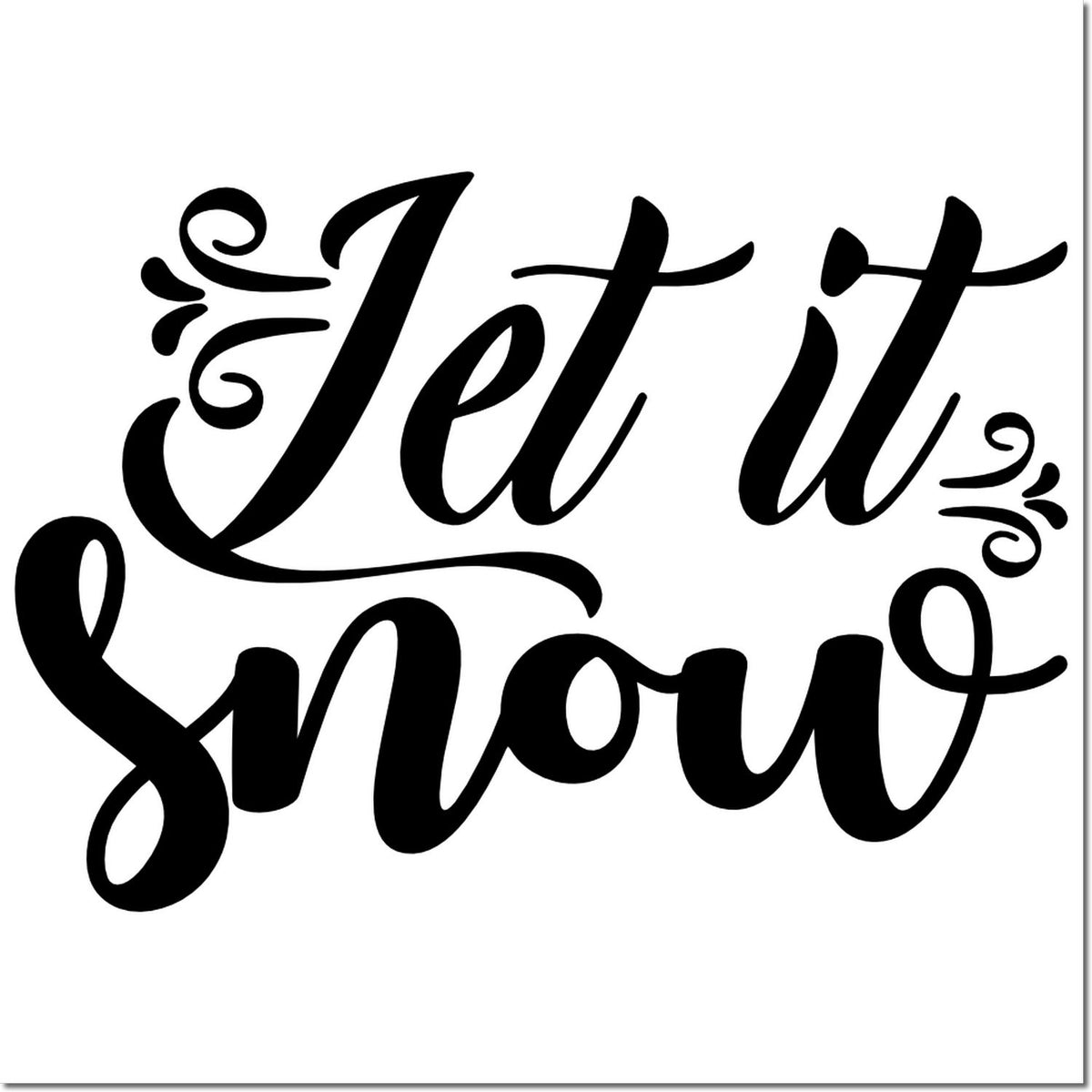 Let It Snow decorative winter holiday rubber stamp design with elegant script lettering for seasonal crafts and Christmas cards