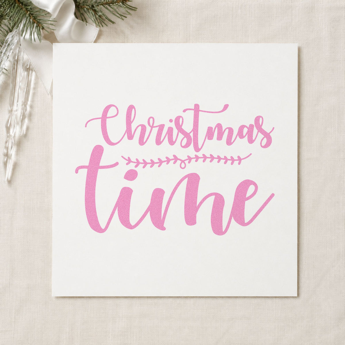 Leaf-Divided Christmas Time Lettering Rubber Stamp – Duo Hand in use 10