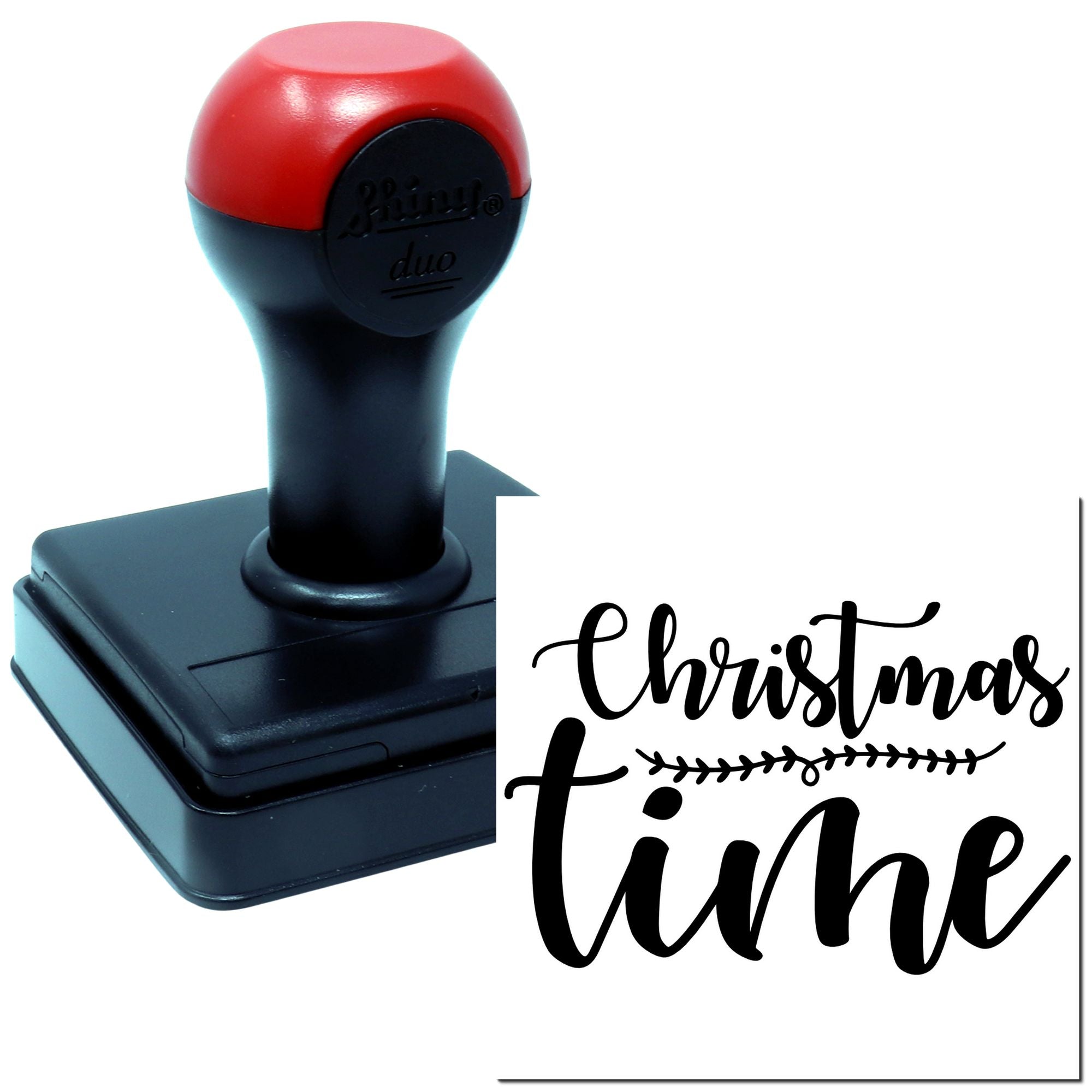 Self-inking Christmas Time rubber stamp for holiday cards, scrapbooking, and festive craft projects.