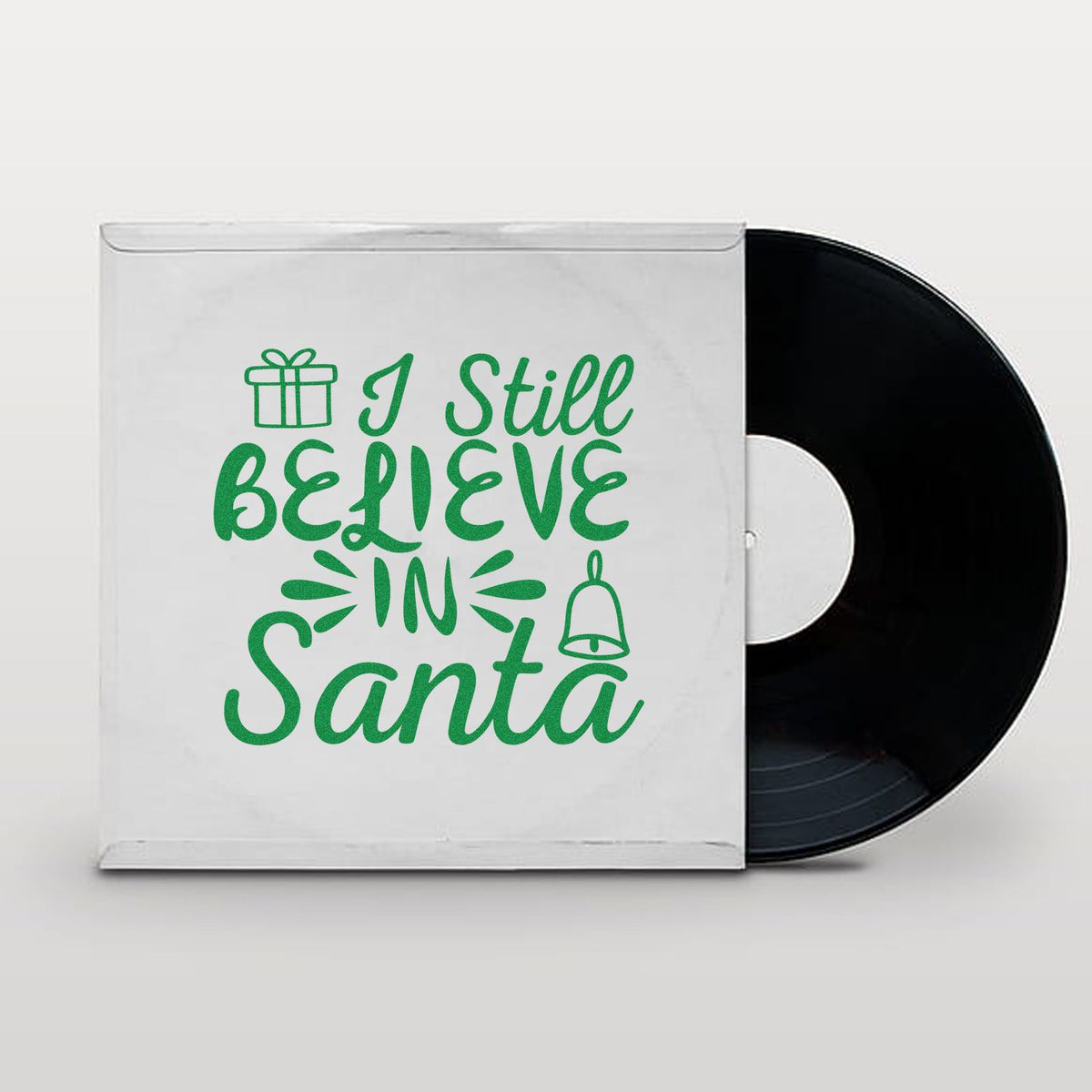 I Still Believe in Santa Christmas rubber stamp design with gift and bell icons for festive holiday crafting