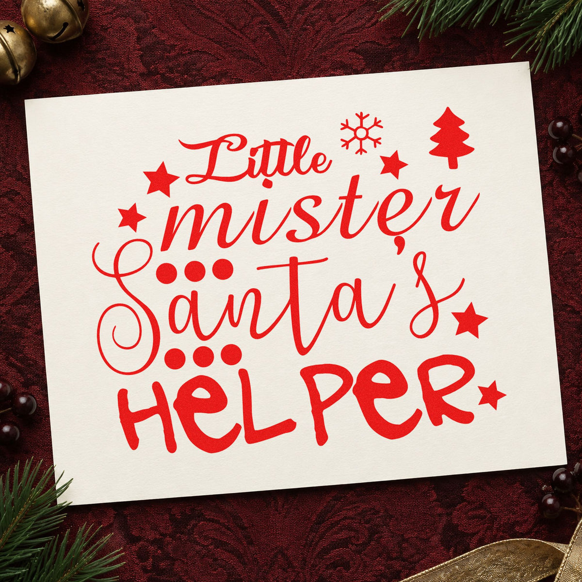 Little Mister Santa's Helper Tree Motif Duo Hand Stamp in use 5
