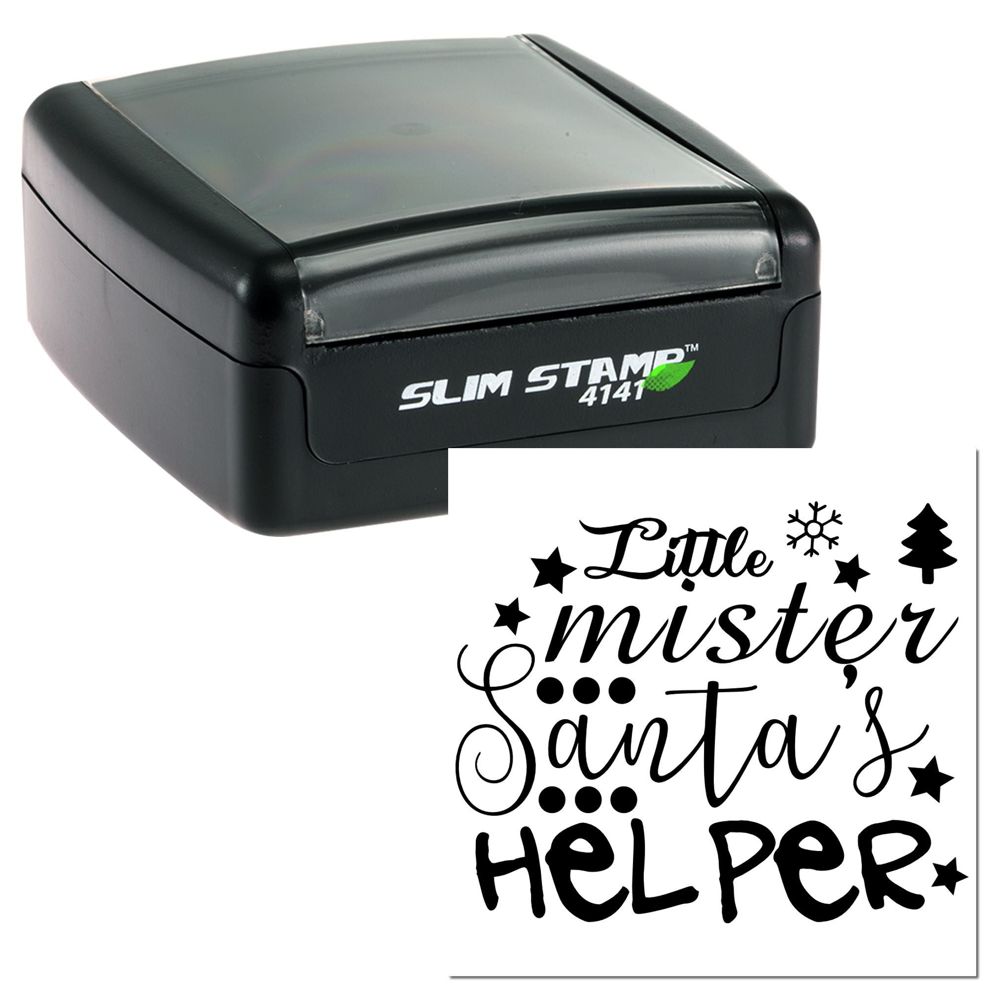 Self-inking Slim Stamp 4141 with Little mister Santas Helper Christmas rubber stamp imprint