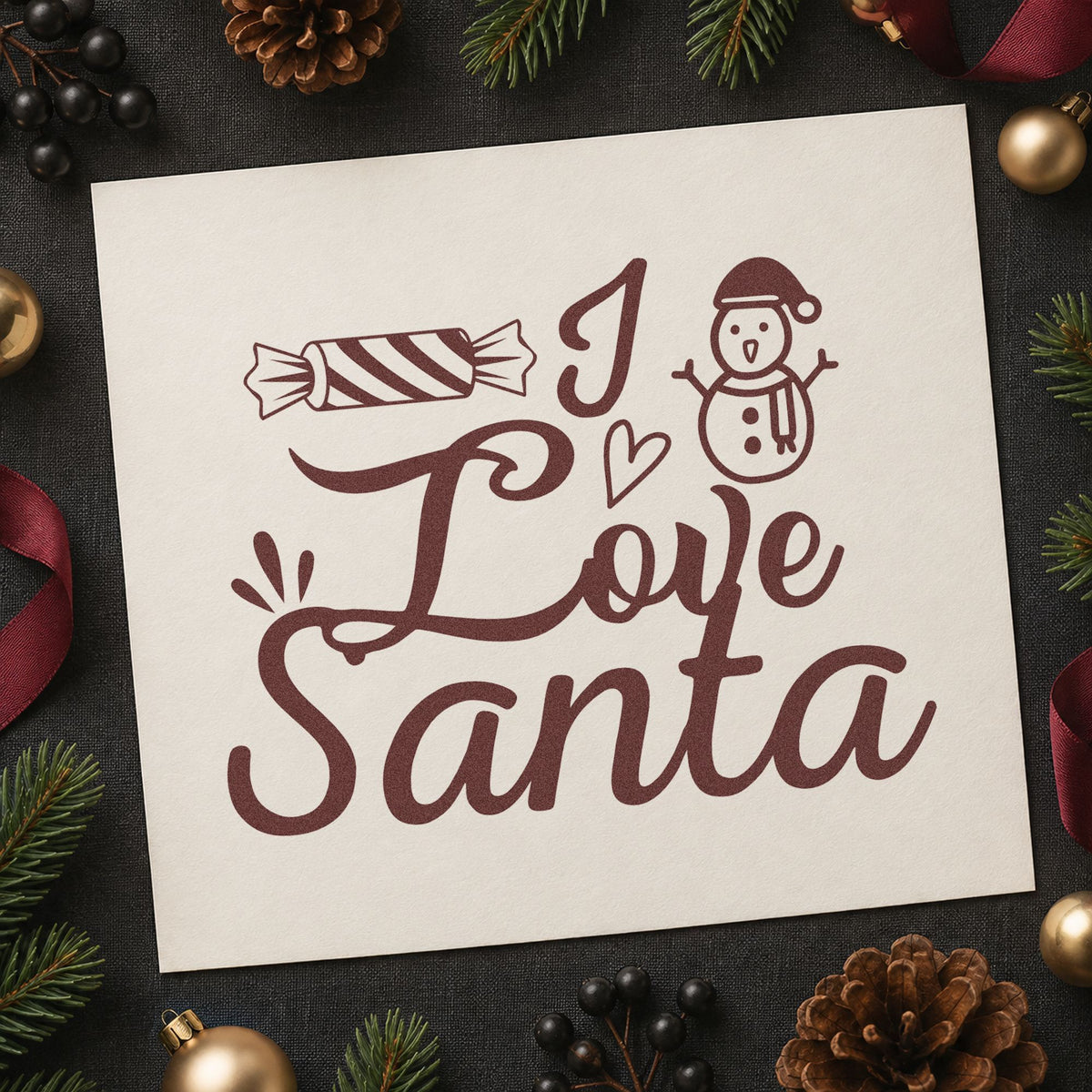 I Love Santa Candy Slim Pre-Inked Stamp in use 4