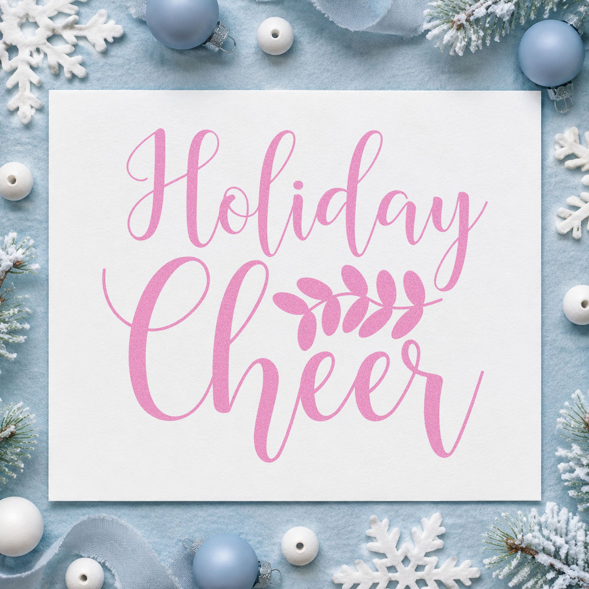 Duo Hand Holiday Cheer Leafy Sprig Rubber Stamp in use 10