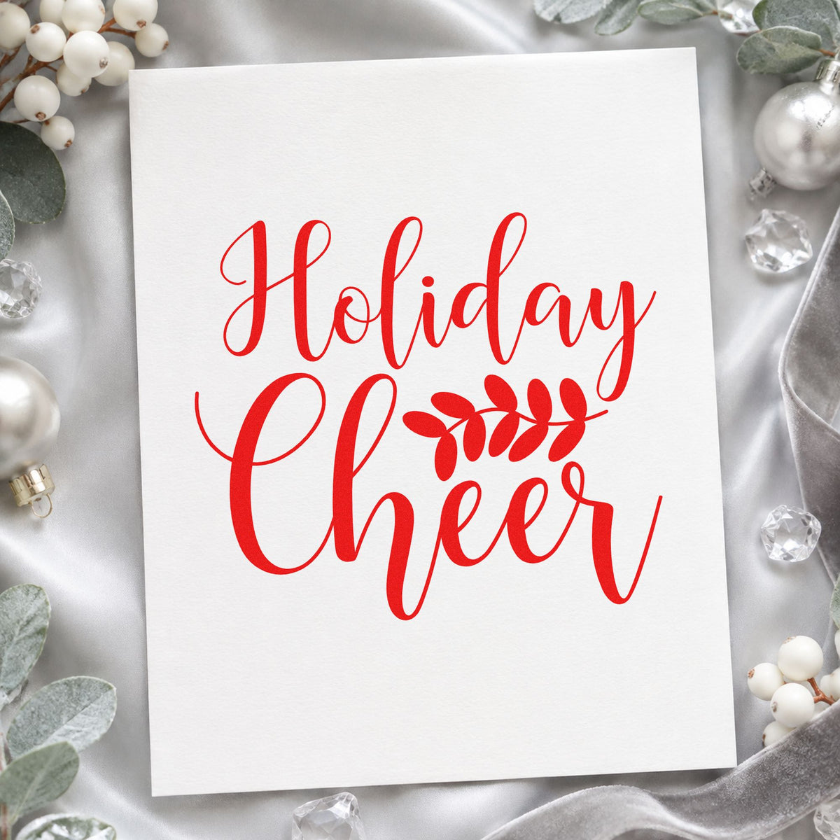 Duo Hand Holiday Cheer Leafy Sprig Rubber Stamp in use 5