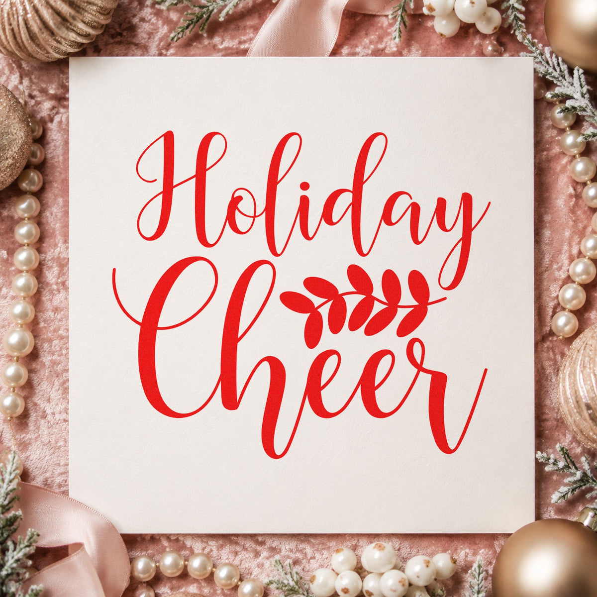 Duo Hand Holiday Cheer Leafy Sprig Rubber Stamp in use 7