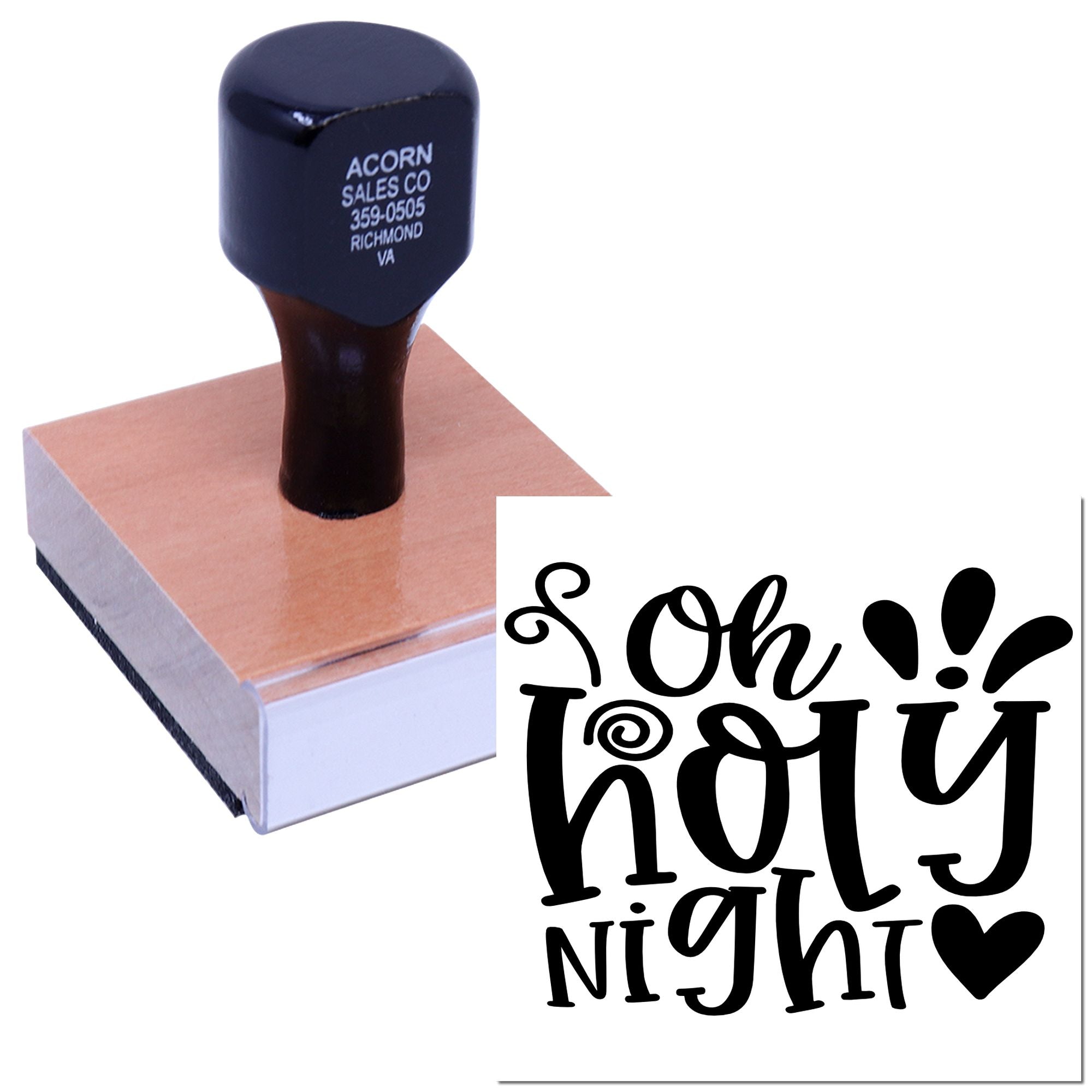 Custom rubber stamp for holiday cards and crafts, featuring a playful festive greeting design.