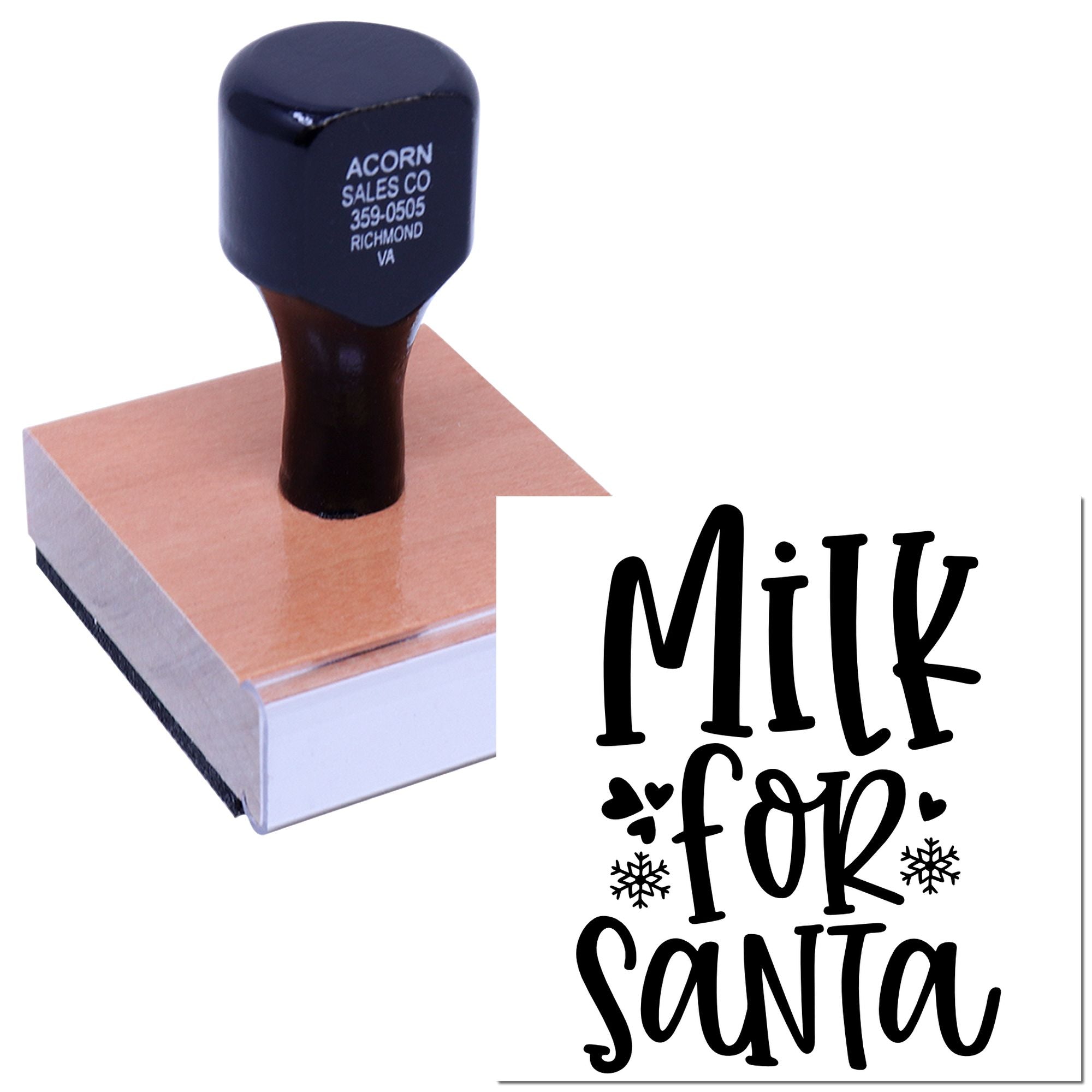 Custom holiday rubber stamp with Milk for Santa design for Christmas cards, labels, and festive gift packaging.