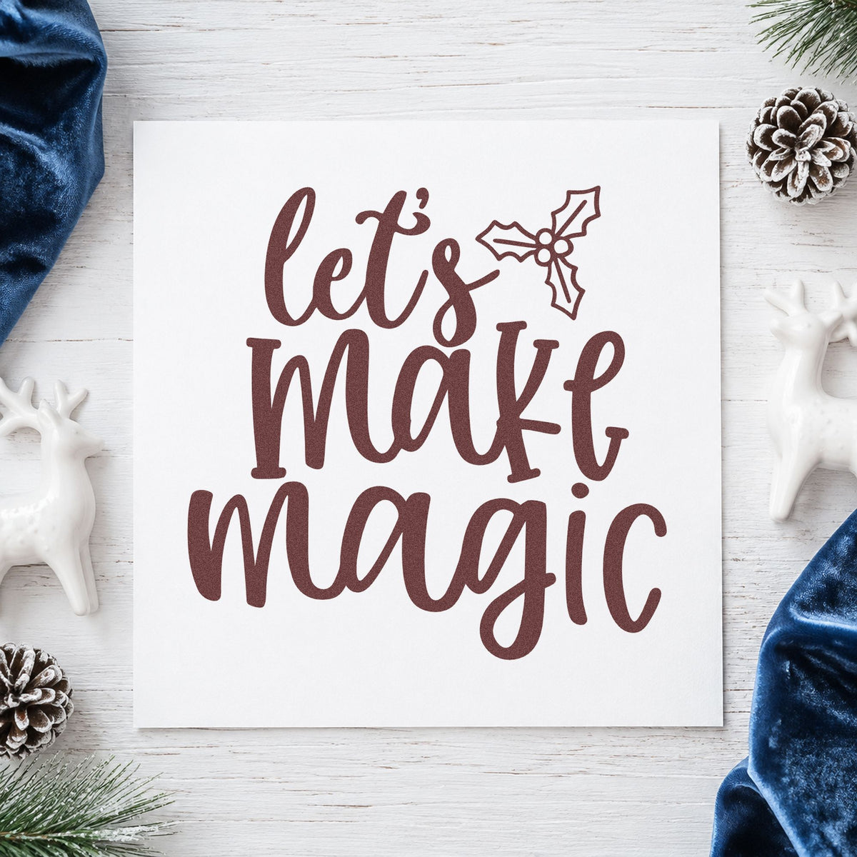 Duo Hand Let's Make Magic Holly Rubber Stamp in use 4