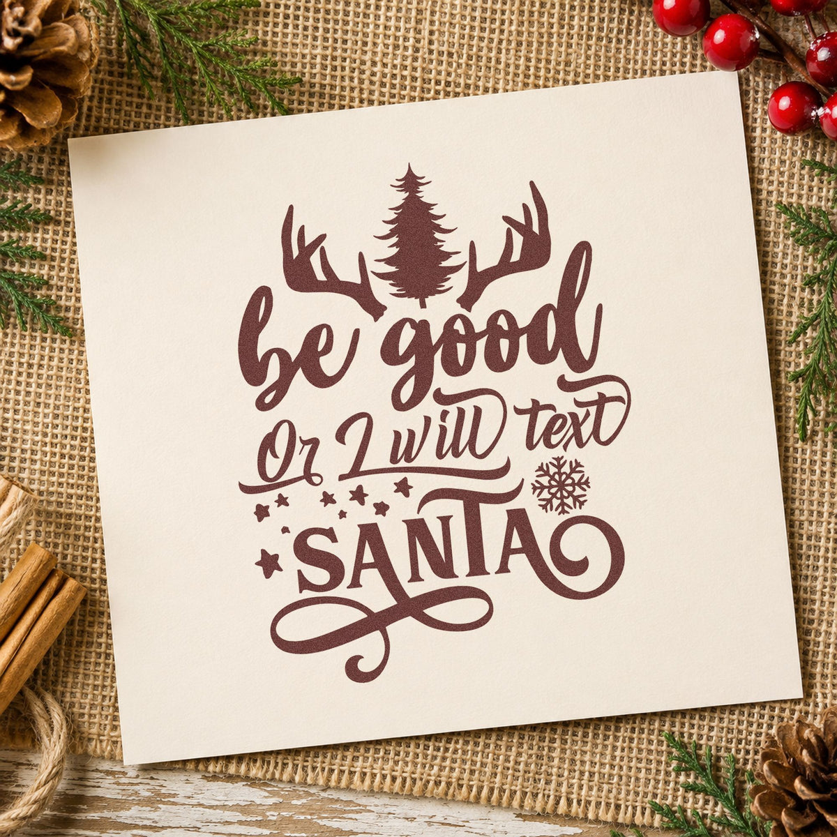 Be Good Text Santa Antlers Compact Pre-Inked Stamp – Slim in use 4