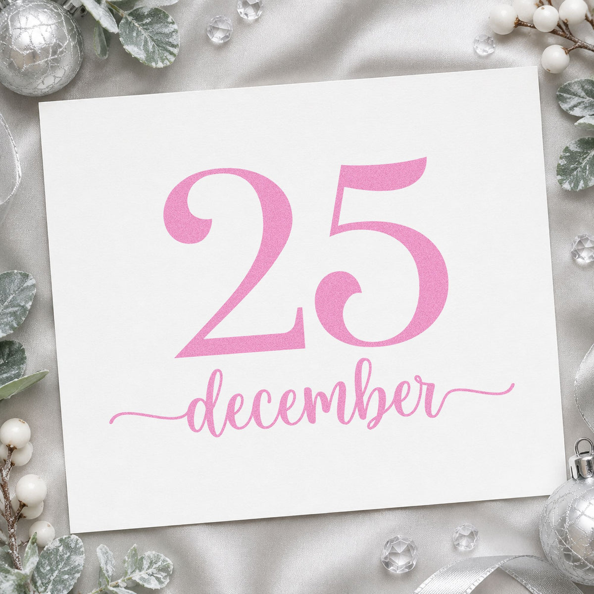 December Twenty Five craft stamp in purple ink on cardstock, an easy option for date album page.