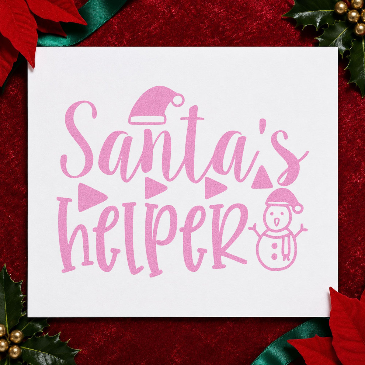 Santa's Helper Snowman Hat PSI Pre-Inked Stamp in use 10