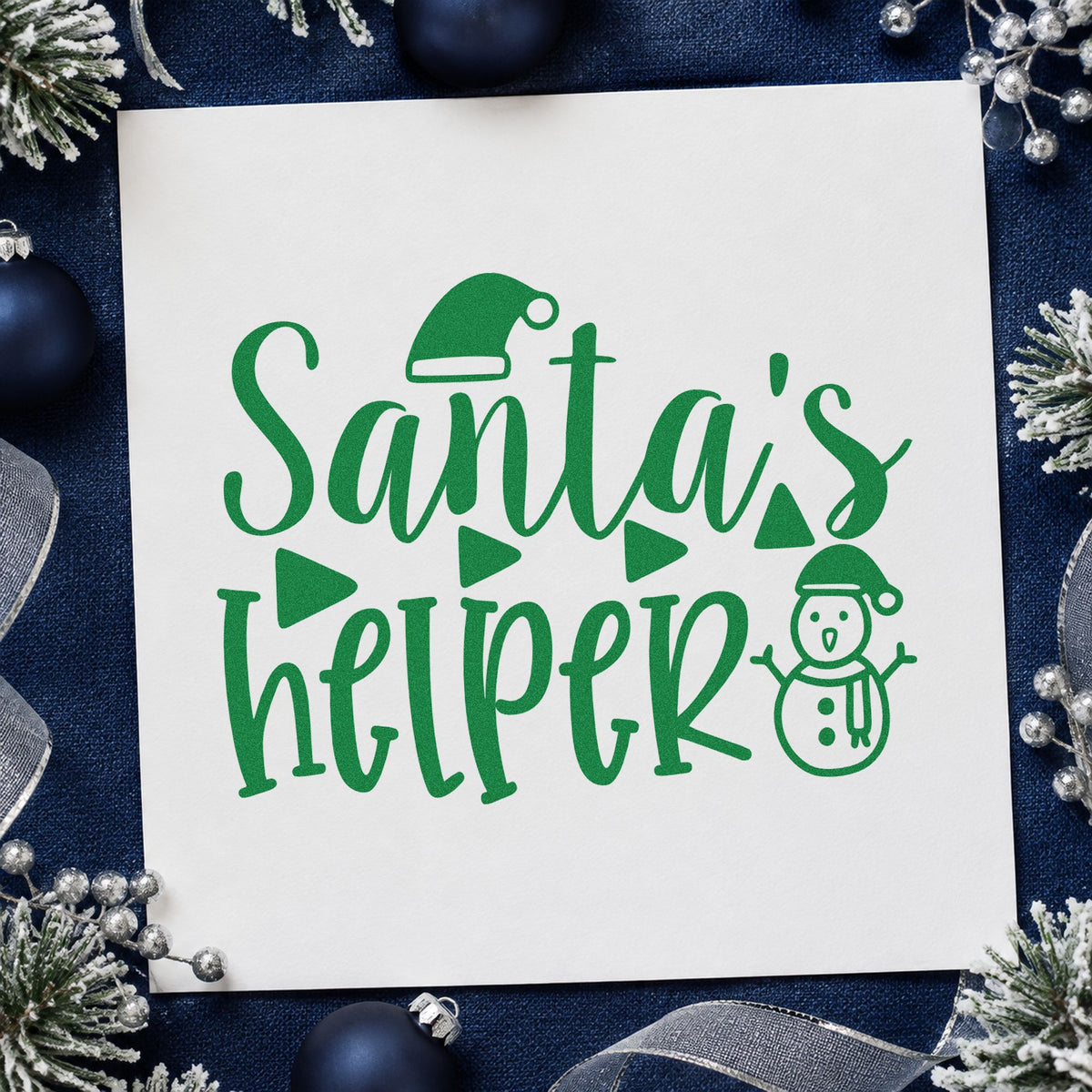 Santa's Helper Snowman Hat Hand Stamp – Duo in use 3